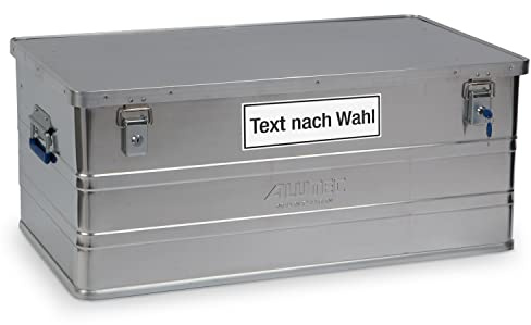 Betriebsausstattung24 Alutec Aluminumbox Classic 142 Liter inkl. Wunschtext Aufkleber BxHxT: 89,5 x 37,5 x 49,5 cm - Material: Aluminium - Transportkiste mit Zwei Zylinderschlössern