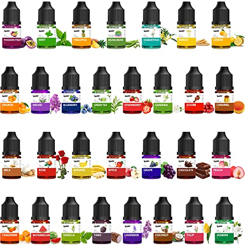 Arôme Alimentaire - 30 Saveurs Liquide Concentré Huile d'arôme Alimentaire pour Pâtisserie, Cuisine, Bonbons, Boissons - Huile Aromatisant Gouttes Aromatisantes Soluble dans l'eau et l'huile - 6ml