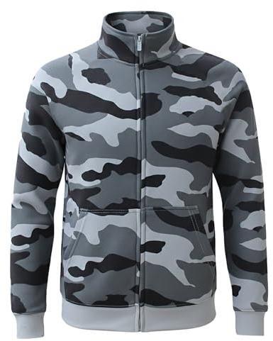 ROCK-IT Apparel I Chaqueta para Hombre sin Capucha I Sudadera Premium con Cremallera y Cuello Alto [S-5XL] Chaqueta Jersey para Ocio o Trabajo I Tejido Suave I Camuflaje Gris 5X-Large