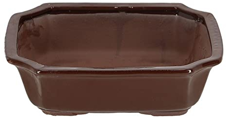 Rivanto® Bonsai Schale rechteckig L aus Terracotta, 31 x 25 x 9 cm, Pflanzschale, Blumentopf, Blumenkasten, Braun