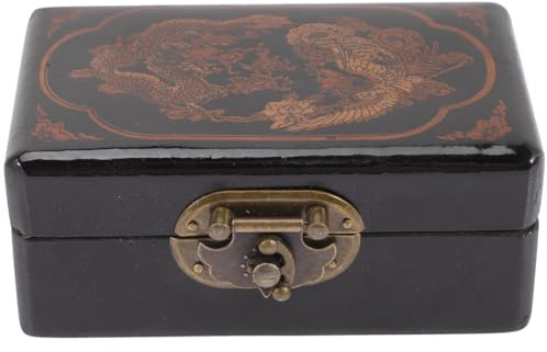 STOBAZA Schmuckkästchen Holz Vintage Mit Schloss Kleine Schmuckschatulle Für Ringe Ohrringe Halsketten Und Armbänder Schmuck Organizer Für Zuhause Oder Geschäft 4.92X2.95X2.56In