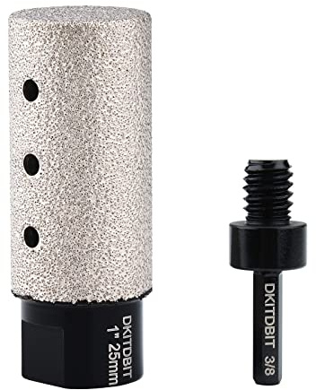Diamond Coated Finger Bit, 1 Tile Milling Bit to Enlarge Polish Shape Holes on Porcelain Ceramic Marble Granite Tile Countertop, with 5/8-11 Thread to 3/8 Hex Shank Adapter, Diameter 25mm