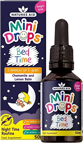 Natures Aid Mini Drops Bed Time 50ml – Supports Restful Sleep and Calm – Natural Supplement for Kids 3 Months to 5 Years at Bedtime – Vegan, Gluten-Free, Non-GMO – Easy Dropper – No Added Sugar