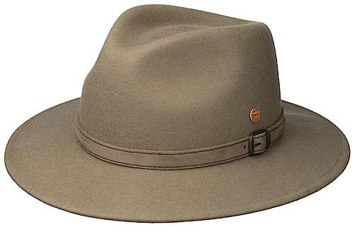 Mayser Gedeon Uni Traveller Wollhut Wollfilzhut Filzhut Outdoorhut Travellerhut Damen/Herren - Made in The EU Winter Frühling-Sommer Herbst-Winter - M (56-57 cm) Hellbeige