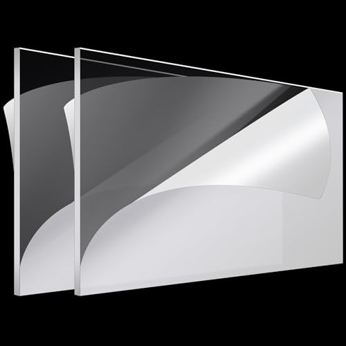 Roowest 2 Pcs 24 x 48 Inch, 3/16 Inch Thick Clear Acrylic Sheet Plastic Sheet Cut to Size Acrylic Board Panel for Craft Engraving Display