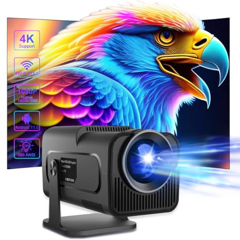 Mini Projector 4K Supports Android 11, Smart Projector 5G WiFi 6 BT 5.0, Mini Projector Full HD 1080P Supports 200ANSI 8000L Auto Horizontal Trapezoid Correction (Black-Android)