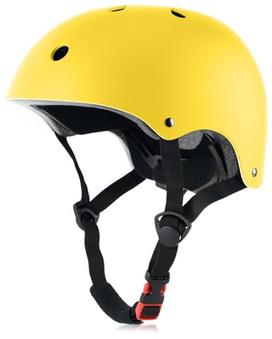 OUWOR Kids Skateboard Bike Helmet for Boy and Girl, Lightweight Adjustable, Multi-Sport for Bicycle Skate Scooter (Yellow, Small)