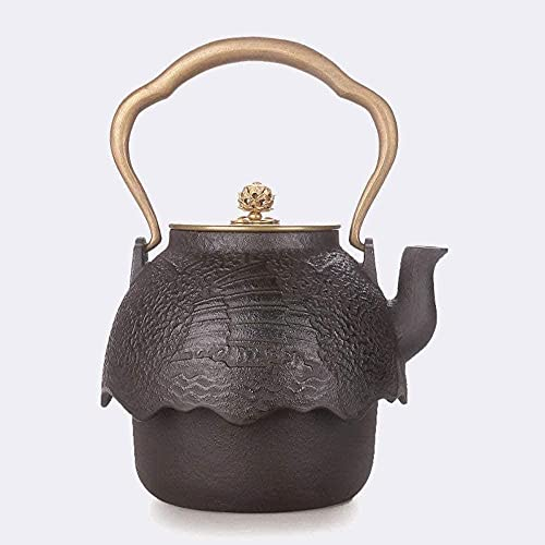 Set in ghisa Set da tè Ghisa Pentola in ghisa Pentola in ferro Acqua bollente Set da tè Vela non patinata fatta a mano Rame liscio Coperchio in rame Ferro 1 4L Decorazione domestica Presente