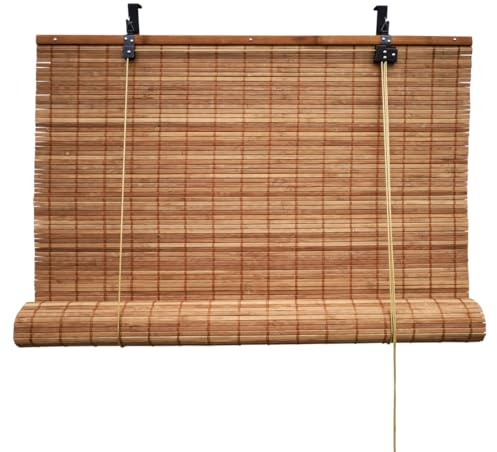 BambusChef® Bambusrollo Fedde 120 x 220 cm Braun - Sichtschutz Rollo für Fenster und Türen, Raffrollo Bambus inkl Montagematerial, Nachhaltiges Holzrollo aus Bambus