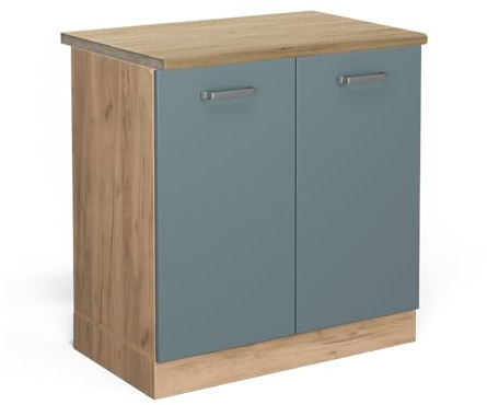 Vicco Spülenunterschrank R-Line, Blau-Grau, 80 cm