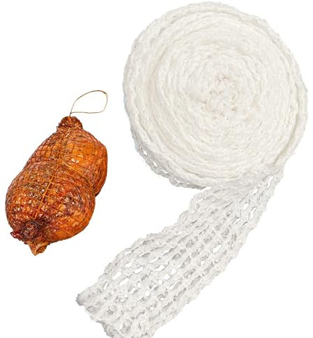 duoyif Rete per Arrosto di Carne, Rete Alimentare per Arrosti, Rete per Arrosti, Rete di Cotone Elastico Calibro 18, Rete per Prosciutto, Rete per Friggere Asciugare Cucinare La Carne (5 Metri)