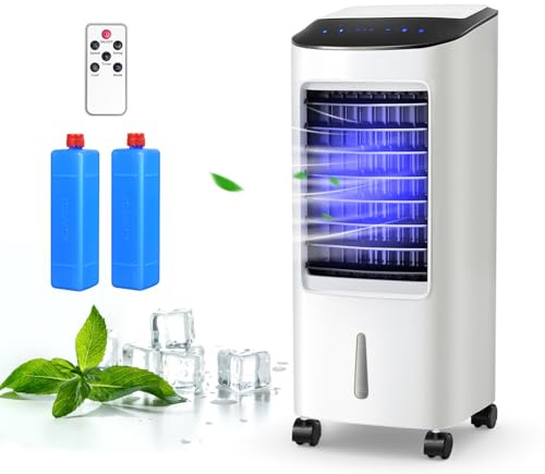 SOARS Klimaanlage mobil ohne Abluftschlauch, 3 in 1 Air Cooler, Luftbefeuchter, Ventilator, Klimagerät mit Fernbedienung, 3 Geschwindigkeiten, 7,5H Timer, 7L Wassertank, Leiser 65W Luftkühler