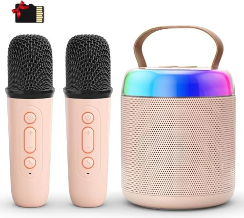 voijump Micro Karaoke Enfant sans Fil avec 2 Micro Enfant Machine de karaoké kit de karaoké avec Effets changeants de Voix et lumières LED pour Enfants Cadeau Fille 4-12 Ans Anniversaire Jouet Fille