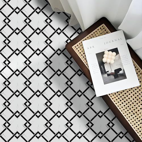 Alwayspon 10PcsX12inch/30cm Black and White Marble Waterproof Non-slip Floor Tiles Decal for Kitchen Bathroom Living Room, Vinyl Flooring Self-adhesive Peel and Stick Vinyl Sticker, T1155