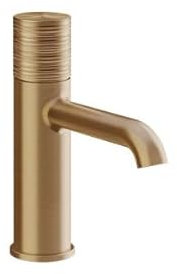 Gessi Habito Miscelatore monopulsante per lavabo, con beccuccio, senza scarico, beccuccio 131 mm, TRAME, 70302, colore: bronzo caldo spazzolato PVD