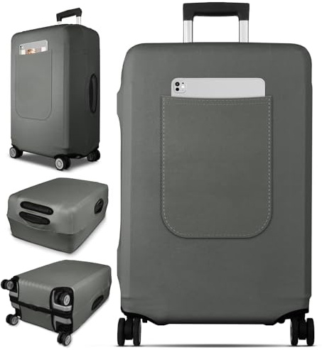Slohif Luggage Cover for Suitcase Tsa Approved Protector - Luggage Sleeve Suit Case Cover Travel Stretch Large Baggage Case Protective Washable Fit 22-32 Inch, Grey, 31-32 inch