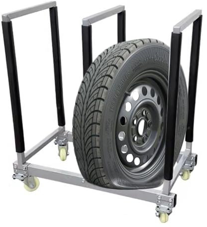 Support de Rangement Mobile pour pneus sur roulettes, Support Multi-pneus en métal Robuste/Support de Montage pour Demi-pneus, avec Mousse antidérapante, pour Le Stockage dans Le Garage, cha