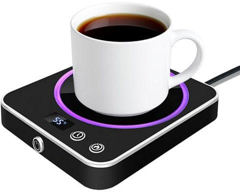 VIBEELEAF Smart kaffemugg värmare för skrivbord – elektrisk koppvärmare med 3 temperaturinställningar, bärbar dryckesvärmare för alla muggar | kontorstillbehör och present (svart)
