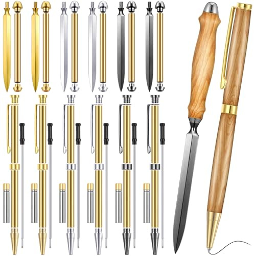Leriton 6 Set Letter Opener and Pen Kits, 7mm Woodturning Project DIY Kit, Envelope Slitter Paper Mail Opener Turning Tools, Handmade Craft Supplies for Men, Holiday & Father's Day Making Gifts