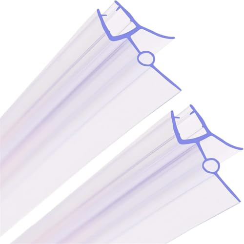 Lot de 2 joints d'étanchéité pour bas de porte de douche - Longueur totale : 140 cm - Pour portes en verre sans cadre - Découpables (8 mm)