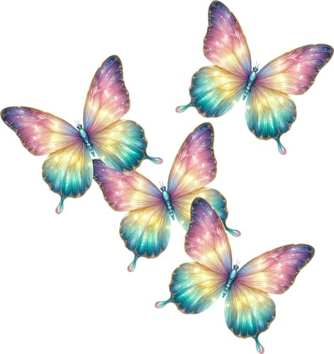 Rainbow Butterfly Vinyl Decal Sticker, Cover Marks, Pretty Decor, x12, 7cm | Opaque Finish, No White Edges, Weatherproof, UK Manufactured, Colourful, Use on Walls, Toilet, Laptop, Phone, Car, Bin, Tile