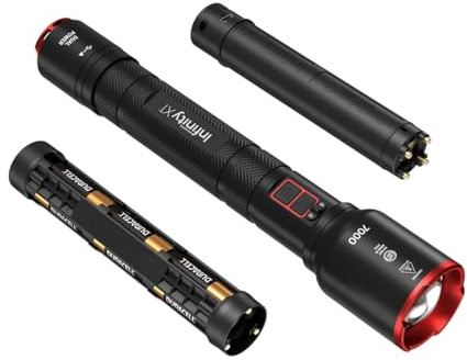 Infinity X1 Torcia elettrica ricaricabile a doppia potenza, 7000 lumen, CREE LED con messa a fuoco regolabile e blocco termico
