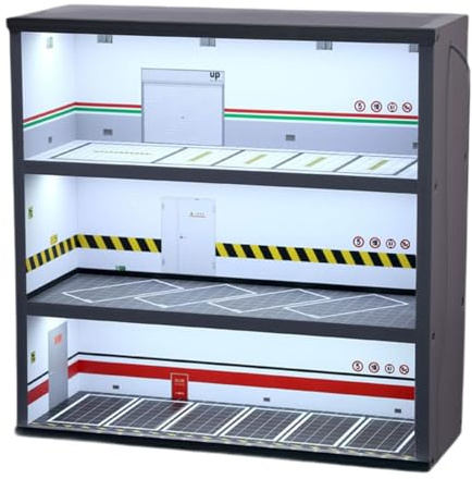 MagiDeal Vitrine de voiture moulée sous pression à l'échelle 1/64 avec rangement pour scène de parking, protection pour garage, vitrine avec éclairage pour