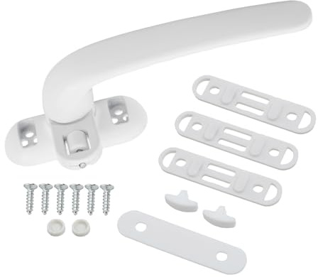 CashMuch Maniglia antifurto in lega di alluminio, maniglia antifurto per porte e finestre con design piatto, installazione Sy per cucina, bagno, ufficio (nero o bianco)