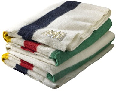 Woolrich 72 by 90-Inch Hudson Bay 4 Point Blanket, Natural with Multi Stripes