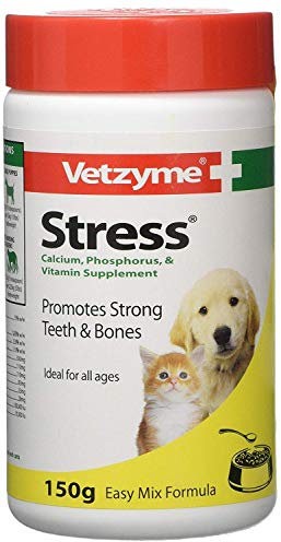 Vetzyme Stress Supplement Powder for Dogs and Cats - Balanced Multi-Mineral and Vitamin Supplement, Promotes Strong Teeth and Bones (150g)