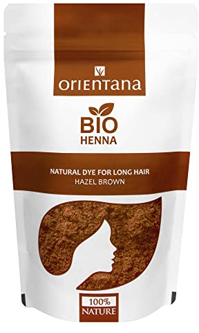 Orientana Bio Henna Haarfarbe | Haselnuss | 100% Vegan Natural Bio Pulver Für Langes Haar | Eine Dauerhafte Braune Pflanzenhaarfarbe Die Dem Haar Fülle Verleiht - 100g