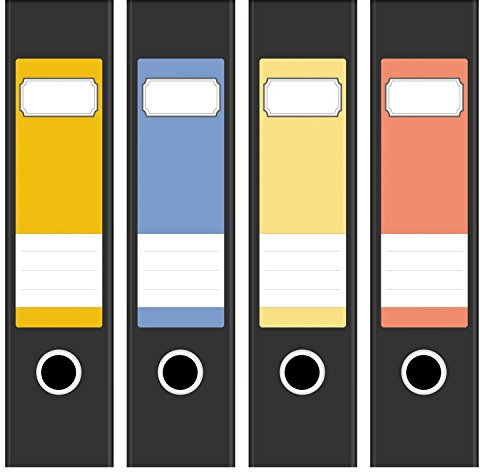 Ordneretiketten | 4 Aufkleber für breite Akten-Ordner | Farben-Mix Frühling | selbstklebende Design Akten-Etiketten | Deko Sticker für Rückenschilder Ordnerrücken | zum Beschreiben