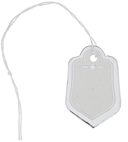Perlin Preisetiketten mit Faden 300 Stk 27x17 mm Silber Weiß | Für Boutique-Auszeichnung, Geschenkverpackung, Marktstände, Lagerordnung und klare Kundenorientierung im Verkauf