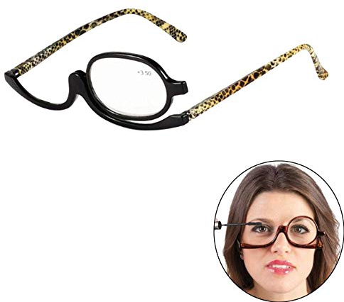 DBXOKK Make-Up Schminkbrille Rotatable Flip Up Brille Drehbare Lesebrille Presbyopie Brille Sehhilfe Lesehilfe mit Stärke +1.0 +1.5 +2.0 +2.5 +3.0 +3.5 +4.0(A+4.0)