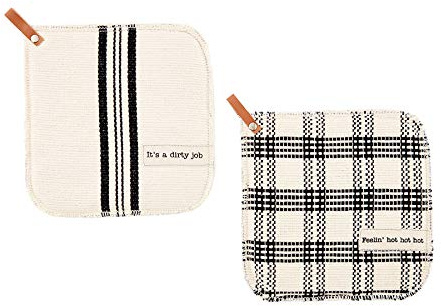 Mud Pie Dirty Job Pot Holder Set (8 x 8) (41170009D)