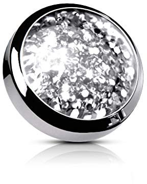 Paula & Fritz® Aufsatz-Dermal Anchor 3-mm Kugel Glitzer Klar 316L Chirurgenstahl 1,2-mm Gewinde Haut-Anker Skin Diver Implantat Aufsatzkugel Epoxid