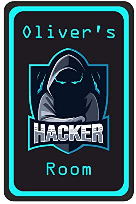 Hacker Gaming Room Kids Bedroom Door Sign Personalised For You - Any Name! Door Plaque,Girls/Boys,Decor,Kids Room,Games