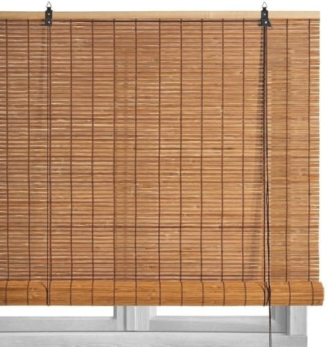 Estor Enrollable de láminas de bambú Color Natural Tostado de 160 x 180 cm