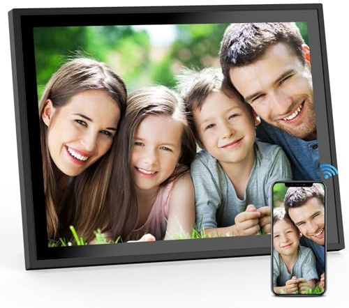 Cornice Digitale WiFi da 10,1 Pollici Cornici per Foto Intelligenti Touch Screen IPS HD con Memoria Integrata da 16 GB, Montabile a Parete, Rotazione Automatica, Condivisione