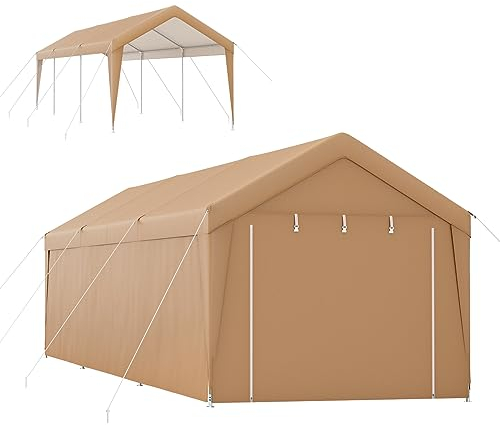 GOPLUS 3x6m Carport, Garagenzelt wasserdicht mit abnehmbaren Seitenwänden & robustem Metallrahmen, Lagerzelt Zeltgarage für Autos, Bootes, Hochzeit & Grillfest (mit Seitenwänden)