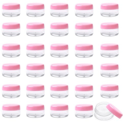 Lot de 30 petits pots à échantillons, 3 g avec couvercles, conteneurs vides pour baume à lèvres, mini récipients cosmétiques avec couvercles, conteneurs de voyage pour maquillage (rose)