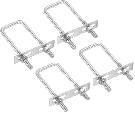 PATIKIL Kit de U-Boulons Carrés M10x50x120mm Acier Inoxydable 304 4Pcs | Boulons Kits, avec Plaques de Cadre et Écrous pour Ski Planche Bateau â Voile Remorque