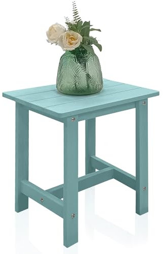 juserox Adirondack Kleiner Terrassentisch, HDPS Beistelltisch für Pool, Balkon, Veranda, Deck, Hinterhof, Innen- oder Außenbereich, Seeblau