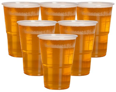 ECONX 100 X Heavy Duty Clear Plastic Half Pint Glasses 284ml BPA-Free Recyclable -CE Marked - 10oz Strong 1/2 Disposable Beer Glasses Tumblers Ideal for Events and Parties BBQs Drinking Cups