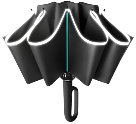 lcvtos paraply stort, 10 spröt, stormsäkert – automatisk öppning/stängning, golfparaply, utomhus UV-skydd vikbart parasoll fickparaply UPF 50, karbinhake grepp för män och kvinnor, svart, 43.00*8.50