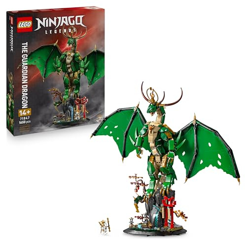 LEGO Ninjago The Guardian Dragon Model Kit - Features a Posable Dragon Figure, Master Wu Minifigure & a Scenic Rock-Effect Display Stand - Gift for 14+ Year Old boys & Teenage Monstrosity Fans - 71847