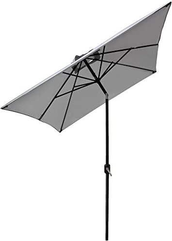HUIBBGO Parasol de Plage extérieur Parasol d'extérieur Parasol de Jardin Parasol de terrasse Parasol d'extérieur Aluminium Manivelle Inclinable 2x3M Gris