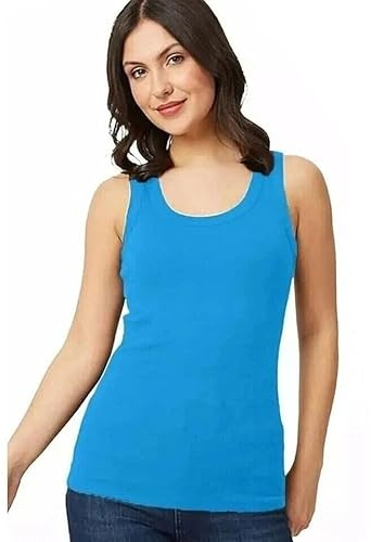 Indigo Soul Womens Ribbed Vest Top Sleeveless Tank Top Pack of 2 Slim Fit Undershirt Ladies Ribbed Vest Tank Top Shirts 14-28 (UK, Numeric, 16, Regular, Regular, Turquoise)