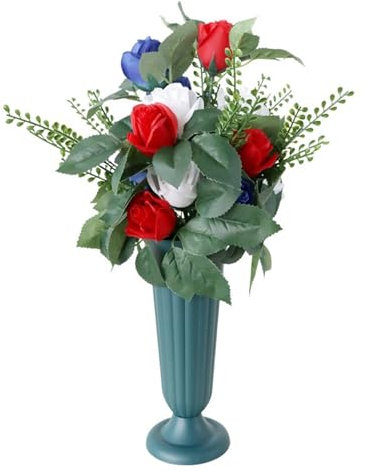 Elnwnnkc Fiori del Cimitero Artificiale Disposizione Bouquet Fiori Artificiali Fiori Commemorativi Gravi per Tomba Cimitero