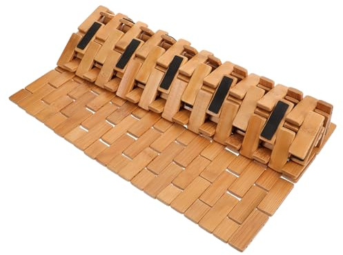 GLEAVI Alfombrilla Antideslizante de Bambú para Baño Color Khaki